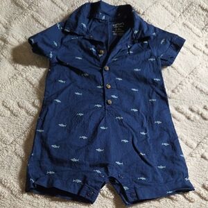 Carter's Navy Shark Print Baby Romper